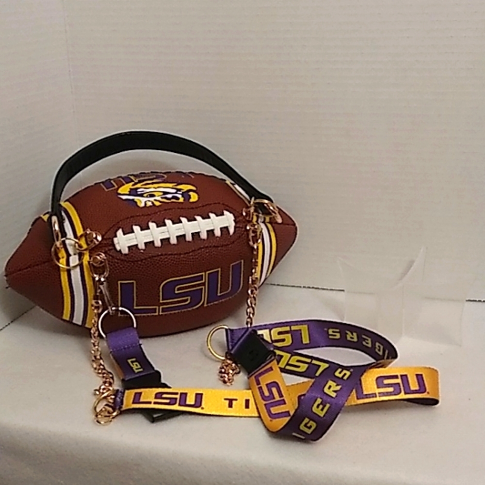 LIMITED EDITION HANDMADE Football Purse NCAA COLLEGE (LSU TIGERS) 🏈 - Picture 6 of 17